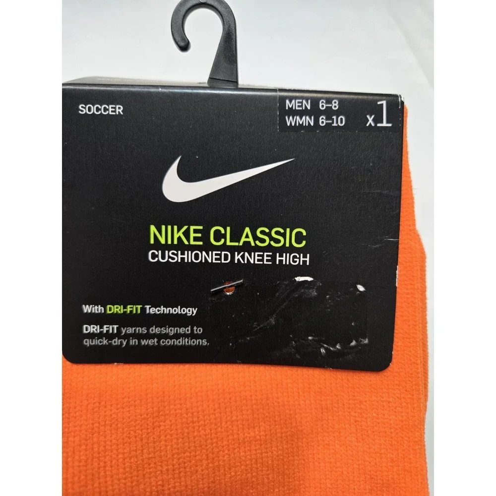 Nike Classic Cushioned Dri-Fit Knee High Soccer Socks Unisex M 6-8 W 6-10 Orange